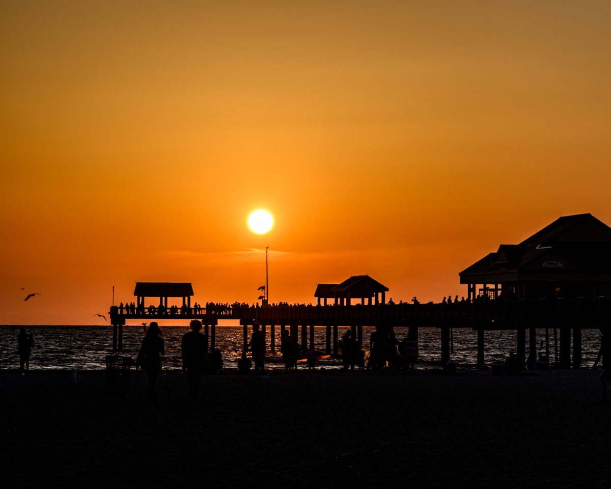 Clearwater Beach pier at sunset